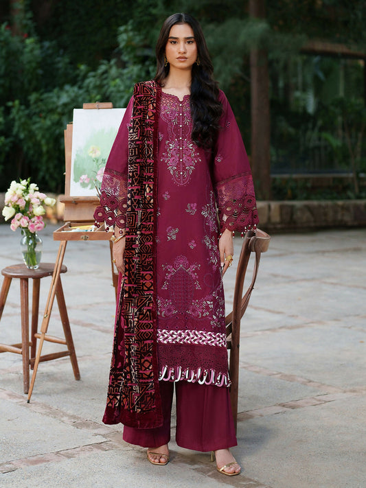 Parishay Panache Winter Corduroy Embroidered Stitched 3-Piece Suit-PNE-09