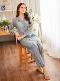 Panache Apparel Floral Fusion Lawn Printed Co-Ord Set-Azure