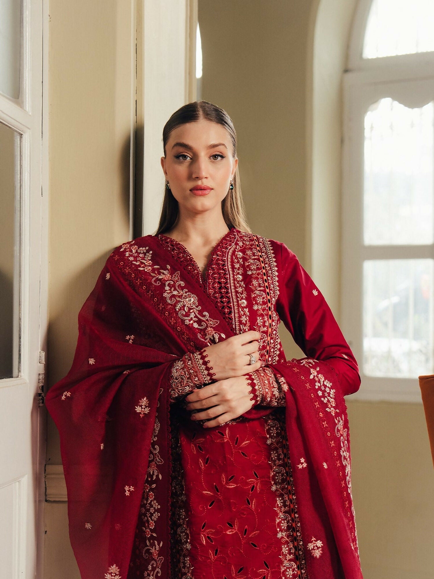 Afrozeh Day Break'26 Lawn Embroidered Unstitched 3-Piece Suit-Sundrown