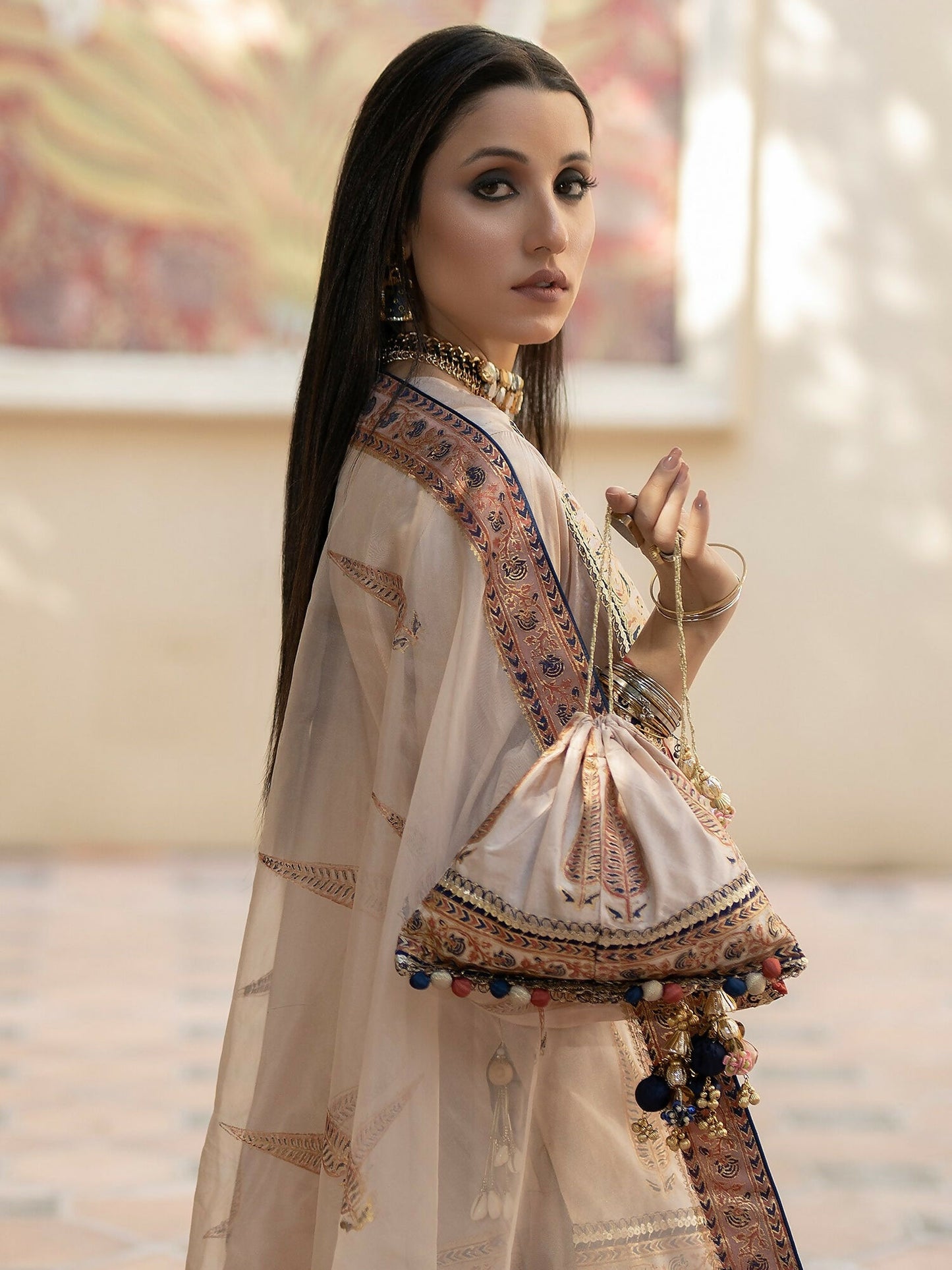 Shiza Hassan Chap Tilak Formals Pure Tusser Silk Embroidered Stitched 3-Piece Suit-Rosy Mist