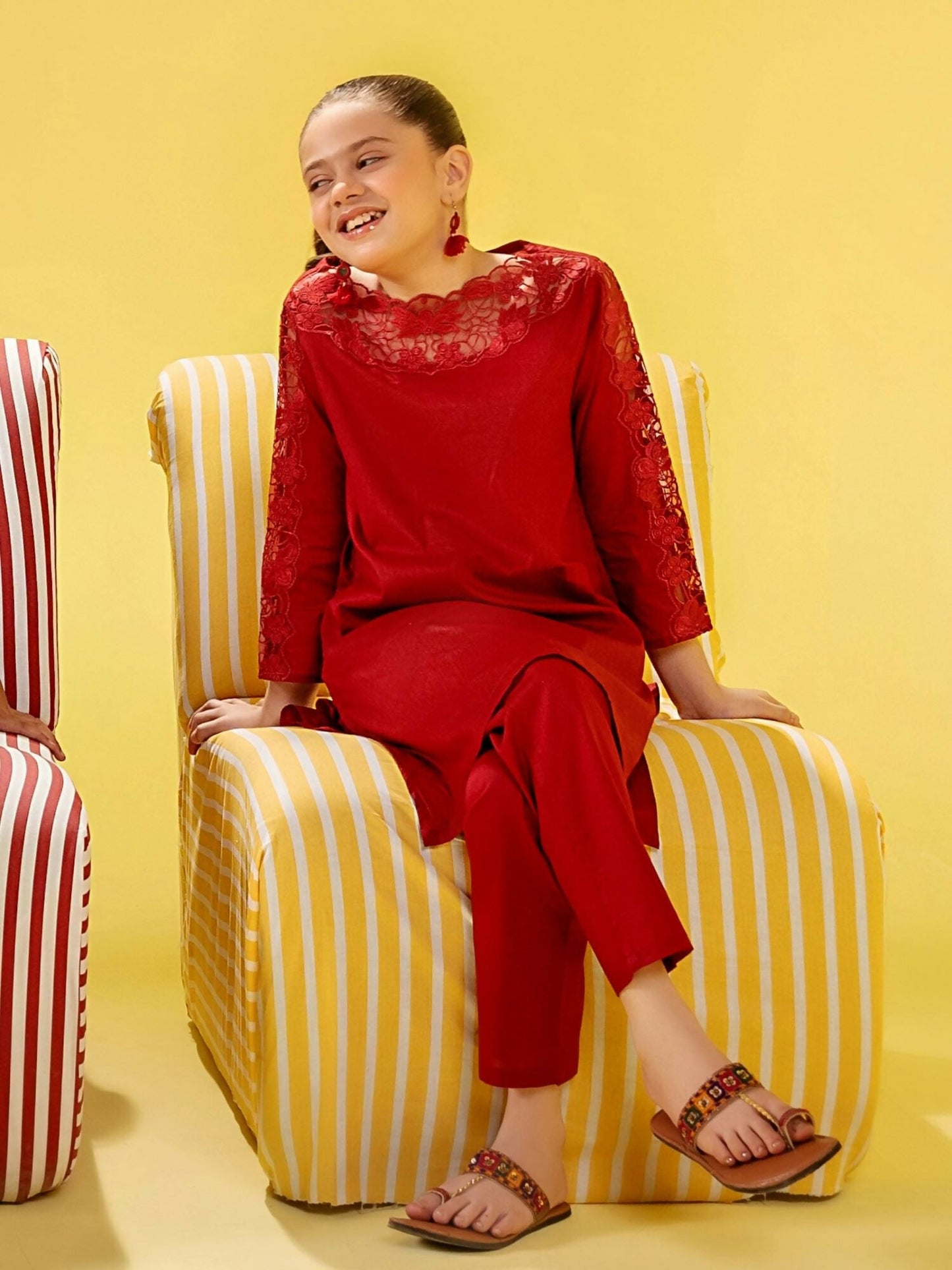 Velvour Girls Cotton Embroidered Stitched 2-Piece Suit-VG154-A