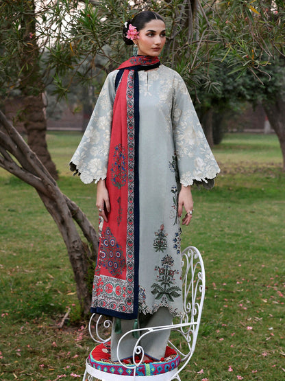 Jugnu By Hussain Rehar Khaddar'25 Embroidered Unstitched 3-Piece Suit-Heran