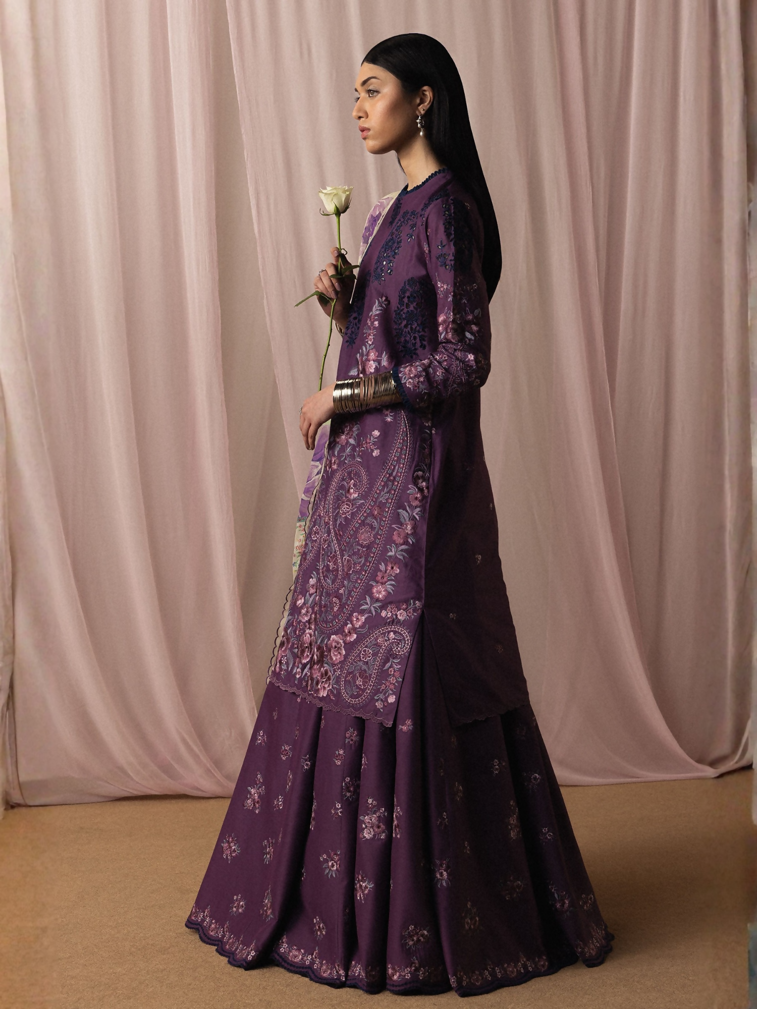 Zara ShahJahan Satori'26 Lawn Embroidered Unstitched 3-Piece Suit-Sumire-D2