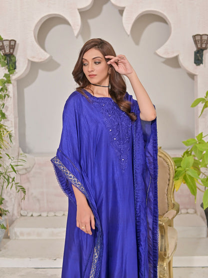 Ruby's Couture Shireen Silk Embroidered Kaftan Set-Alisha
