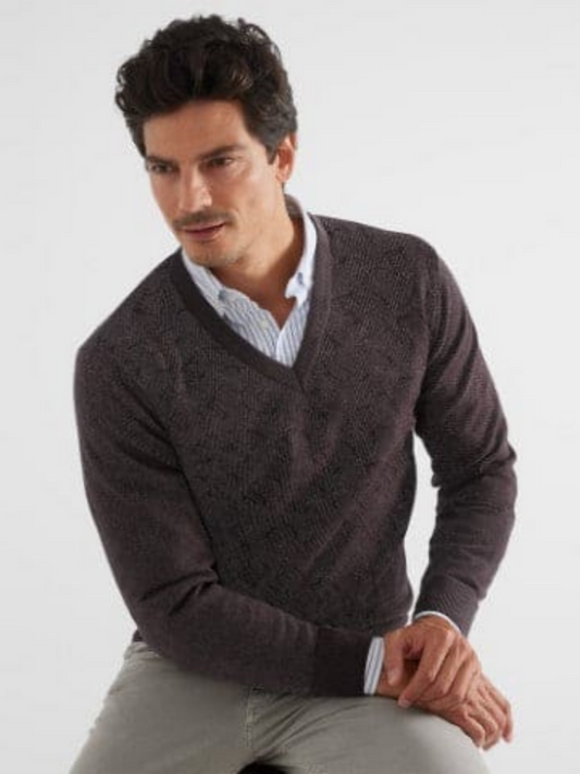 Men V Neck Synthetic Wool Sweaters-14151