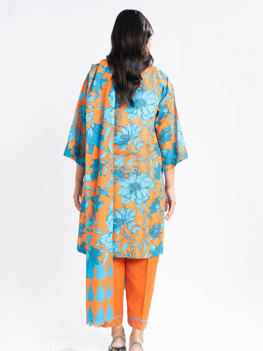 Alkaram Studio Khaddar Printed Unstitched 3-Piece Suit-FW-54-24-Orange