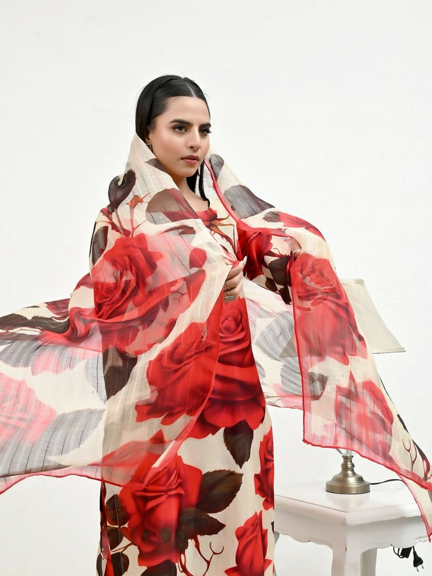 Imran Aftab Valentine's Day Raw Silk Printed Unstitched 3-Piece Suit-IAVD 07