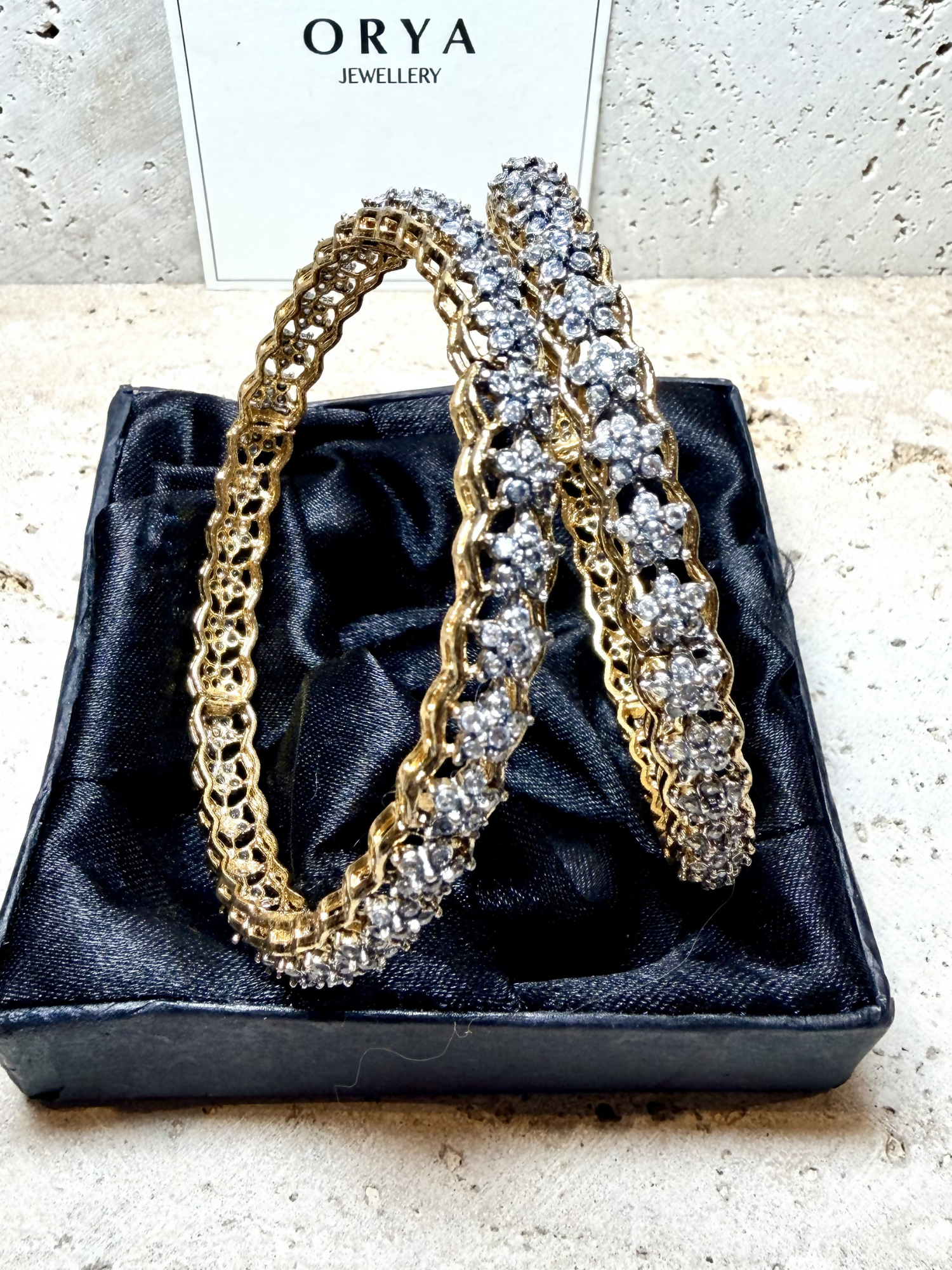 Orya Jewellery Pair White Zircon Bangles