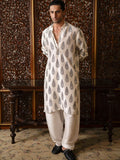 Hussain Rehar Basic Not Basic V Raw Silk Printed Stitched 2-Piece Suit-Ivy