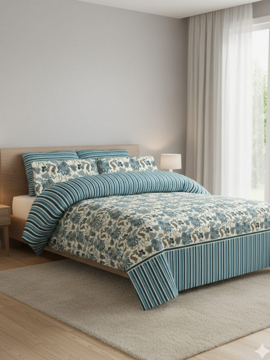 Dynasty Printed 3 Piece King Bedsheet Set-164