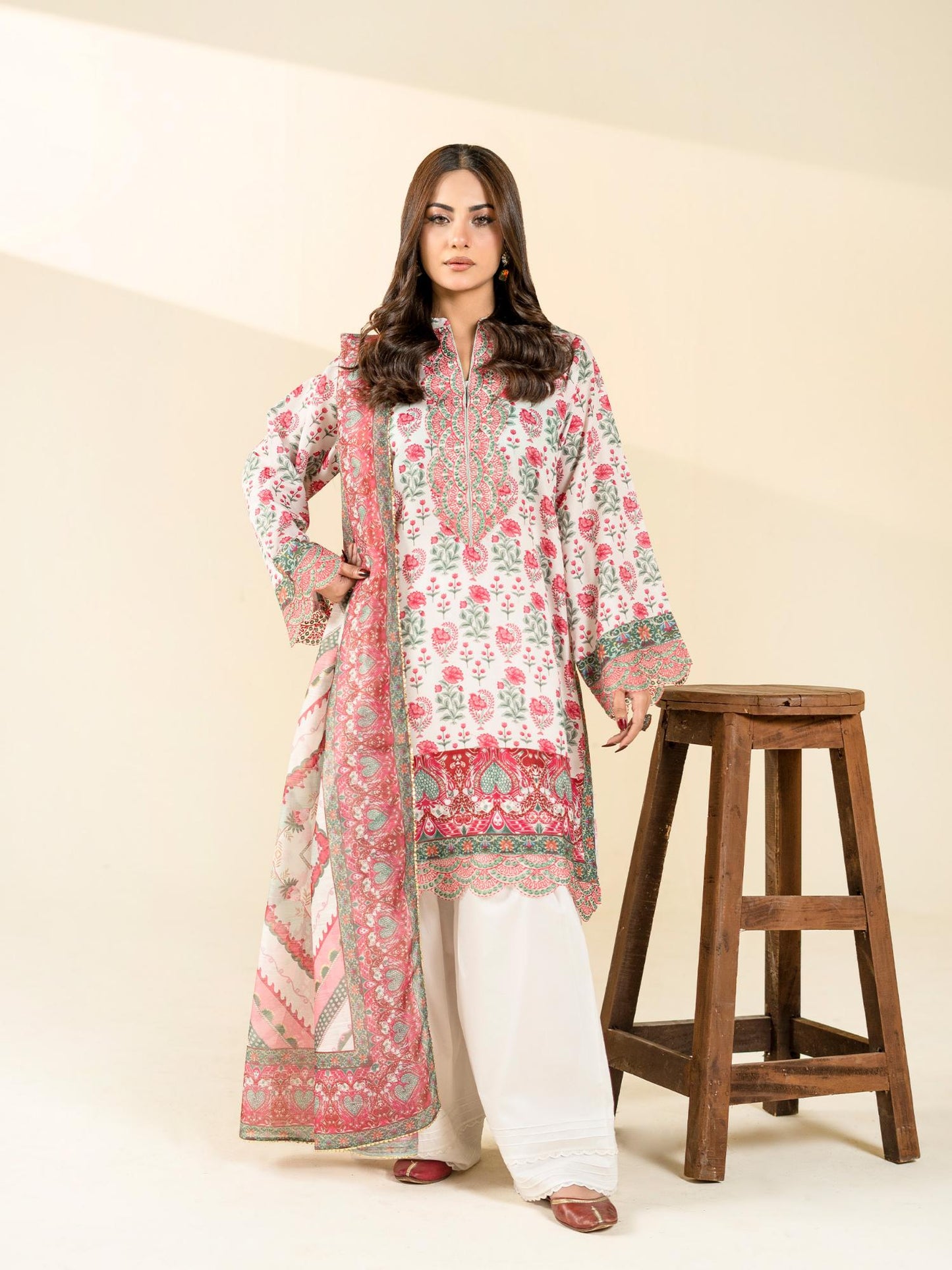 White Rabazka Blended Lawn Printed Unstitched 2-Piece Suit-WUS-PELW-S26-2P-01