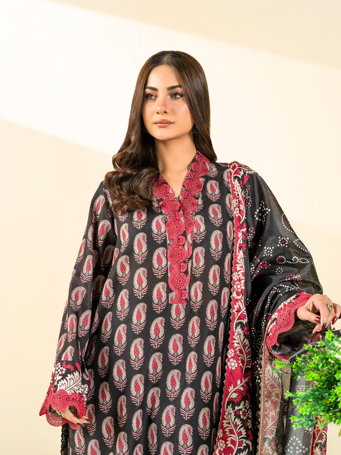 Black Rabazka Blended Lawn Printed Unstitched 2-Piece Suit-WUS-PELW-S26-2P-04