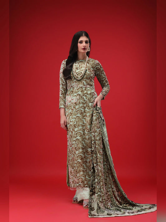 Noori Palachi Embossed Printed Unstitched 3-Piece Suit