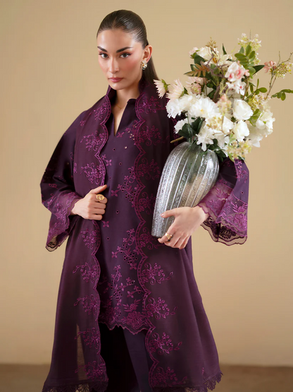 Mahnur Ember Lawn Embroidered Unstitched 3-Piece Suit-EM-001