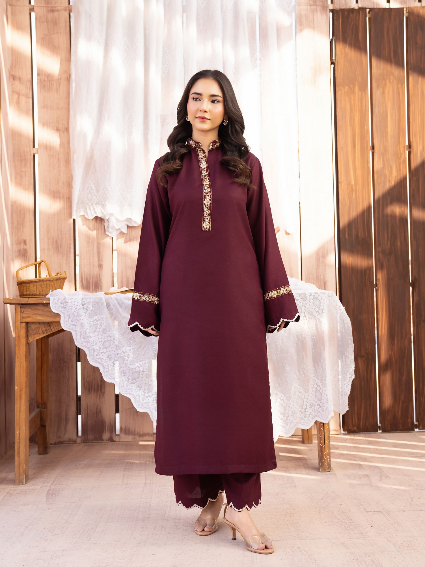 Panache Apparel Winter Core Khaddar Embroidered Stitched Suit-Flake