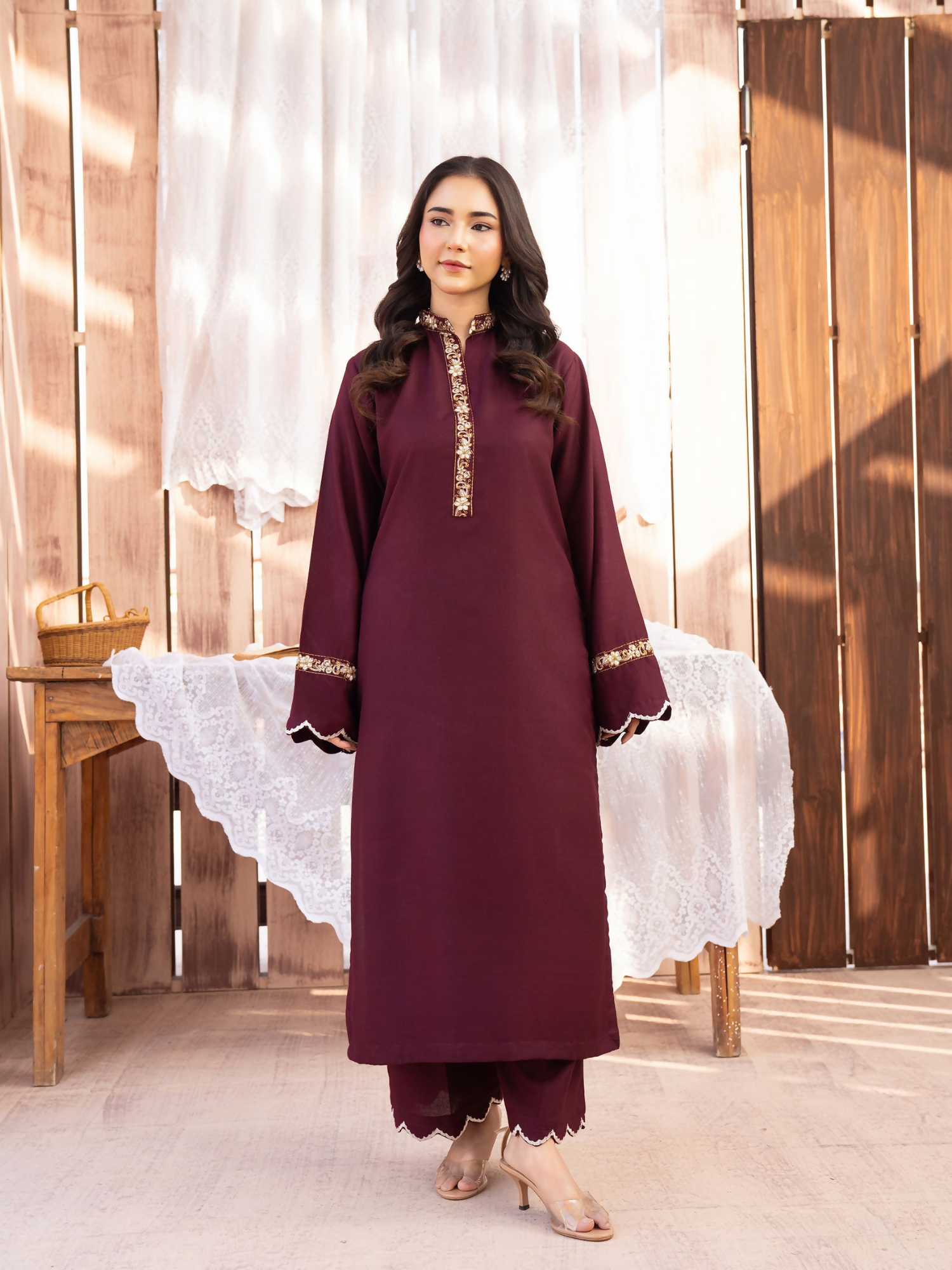 Panache Apparel Winter Core Khaddar Embroidered Stitched Suit-Flake