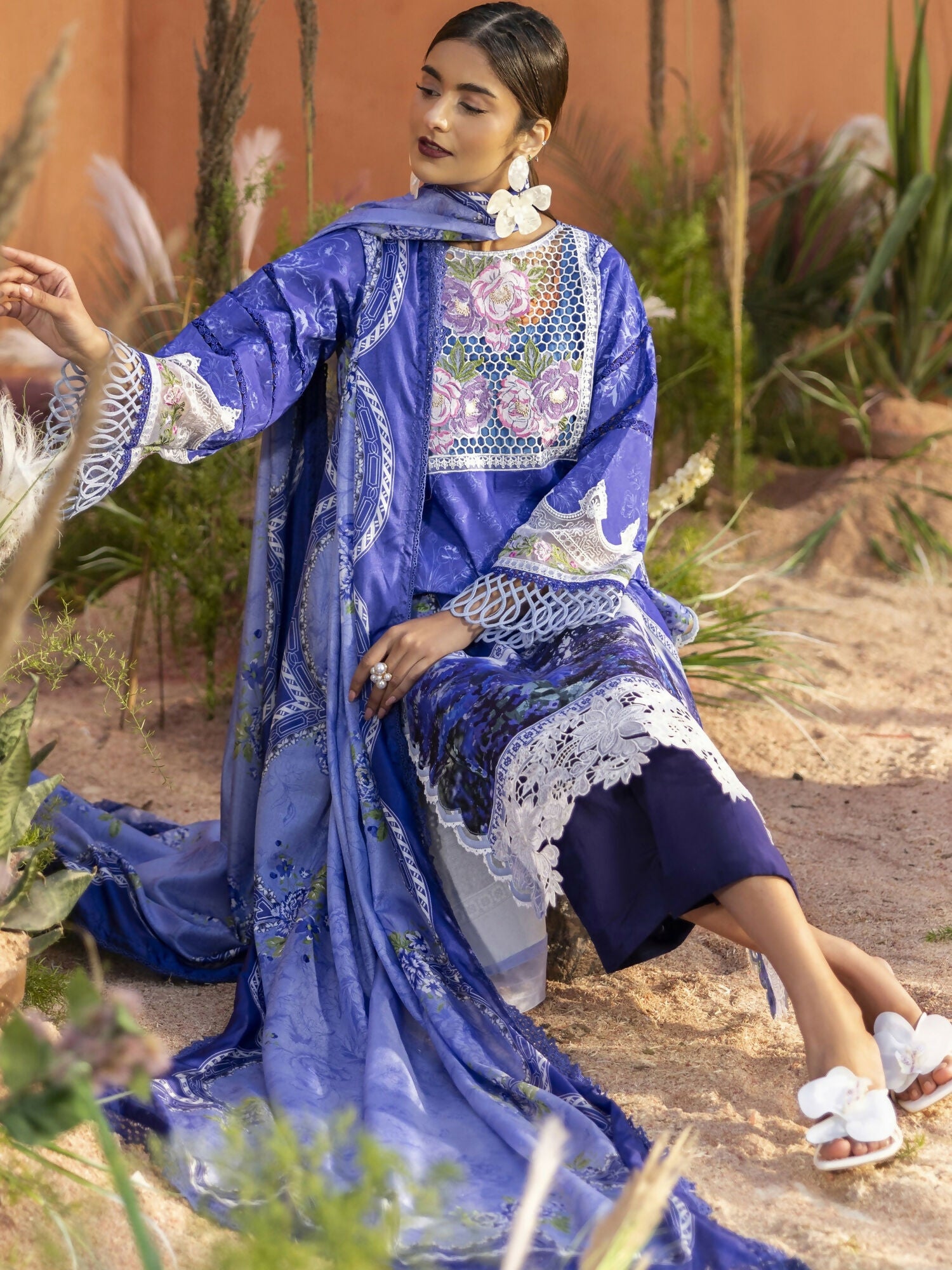 Parishay Ivy Bloom'26 Lawn Embroidered Unstitched 3-Piece Suit-IB-08