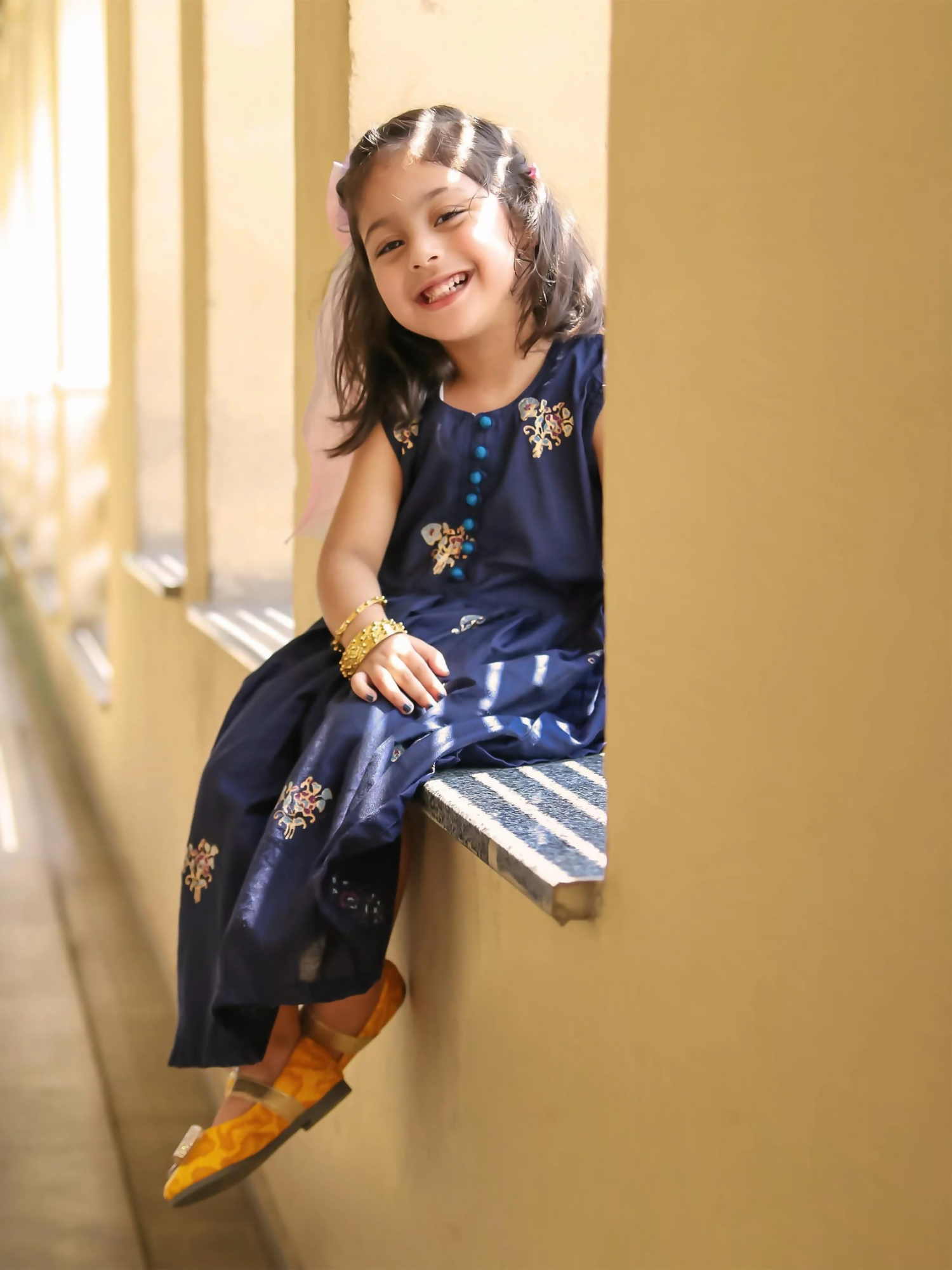 Kidoz Kloset Cotton Silk Printed Frock- Stary Night-Block Print Frock