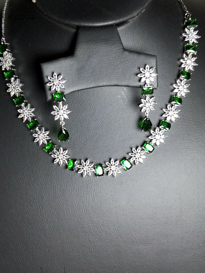 H&A Jewellery One Carat Silver Plated American Diamond Set