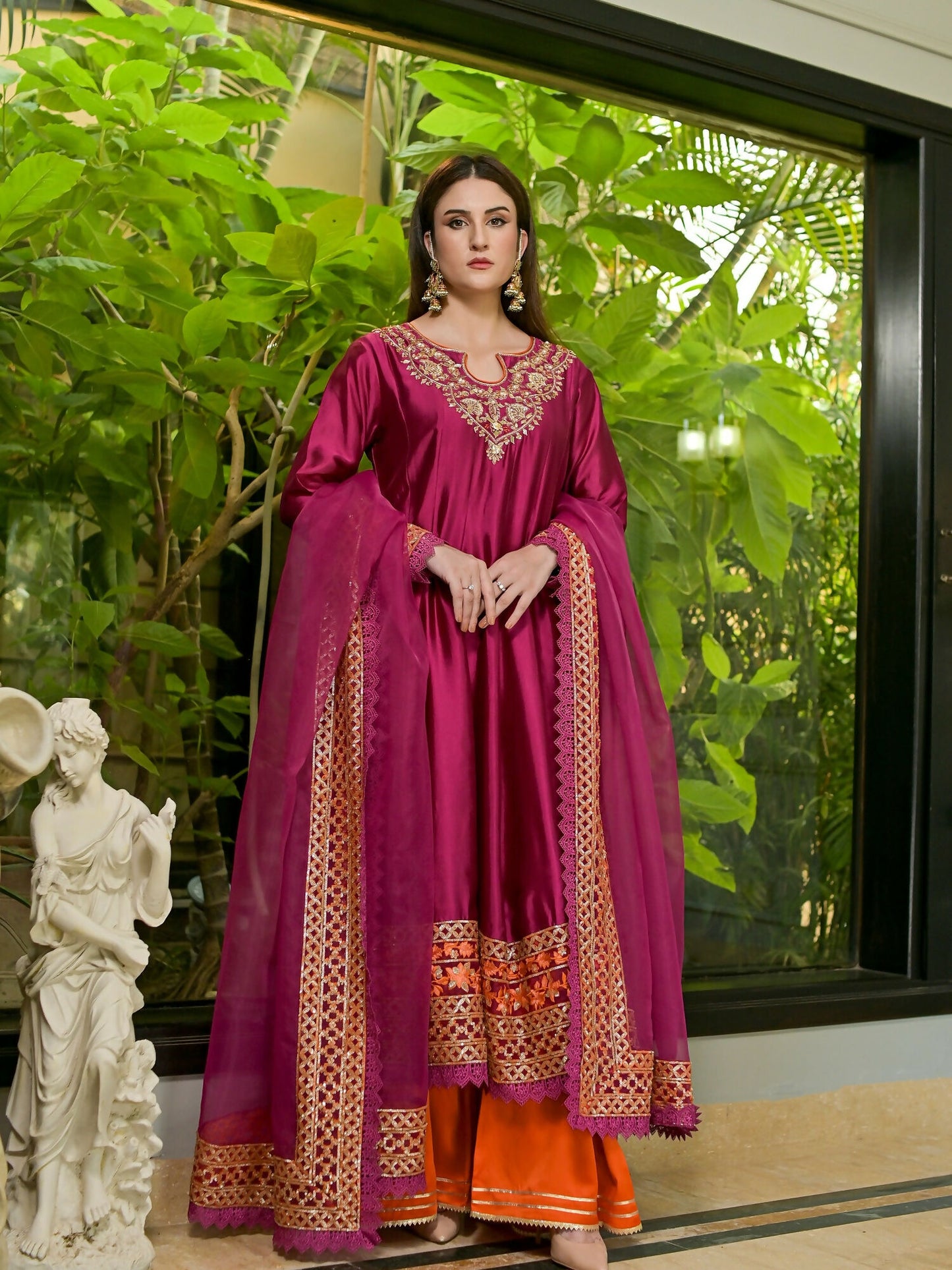 Farooq Hameed Studio Glass Silk Embroidered Stitched 3-Piece Suit-Nyra