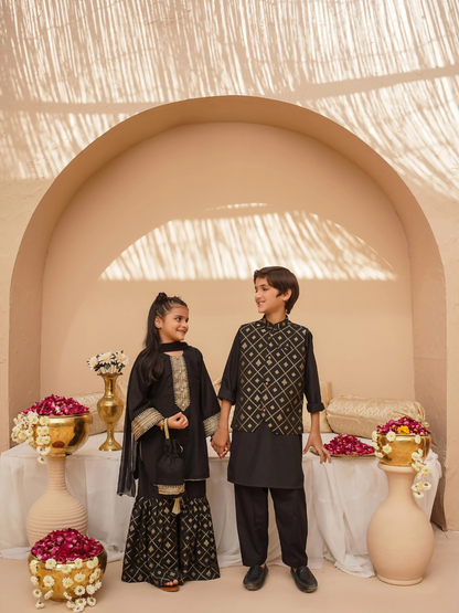 Kidoz Kloset Wash & Wear Kurta Pajama-Midnight Luxe-Boy