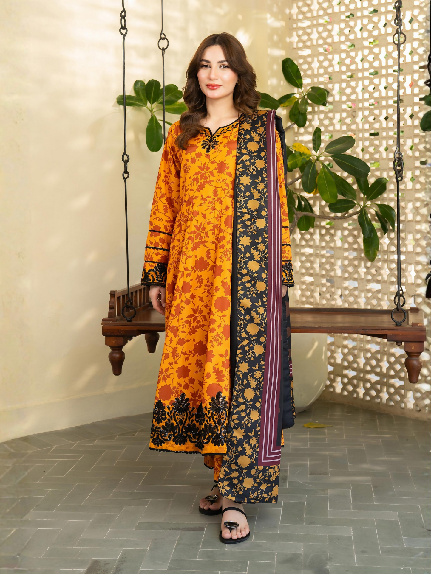 Panache Apparel Khaddar Embroidered Stitched Suit-Sienna