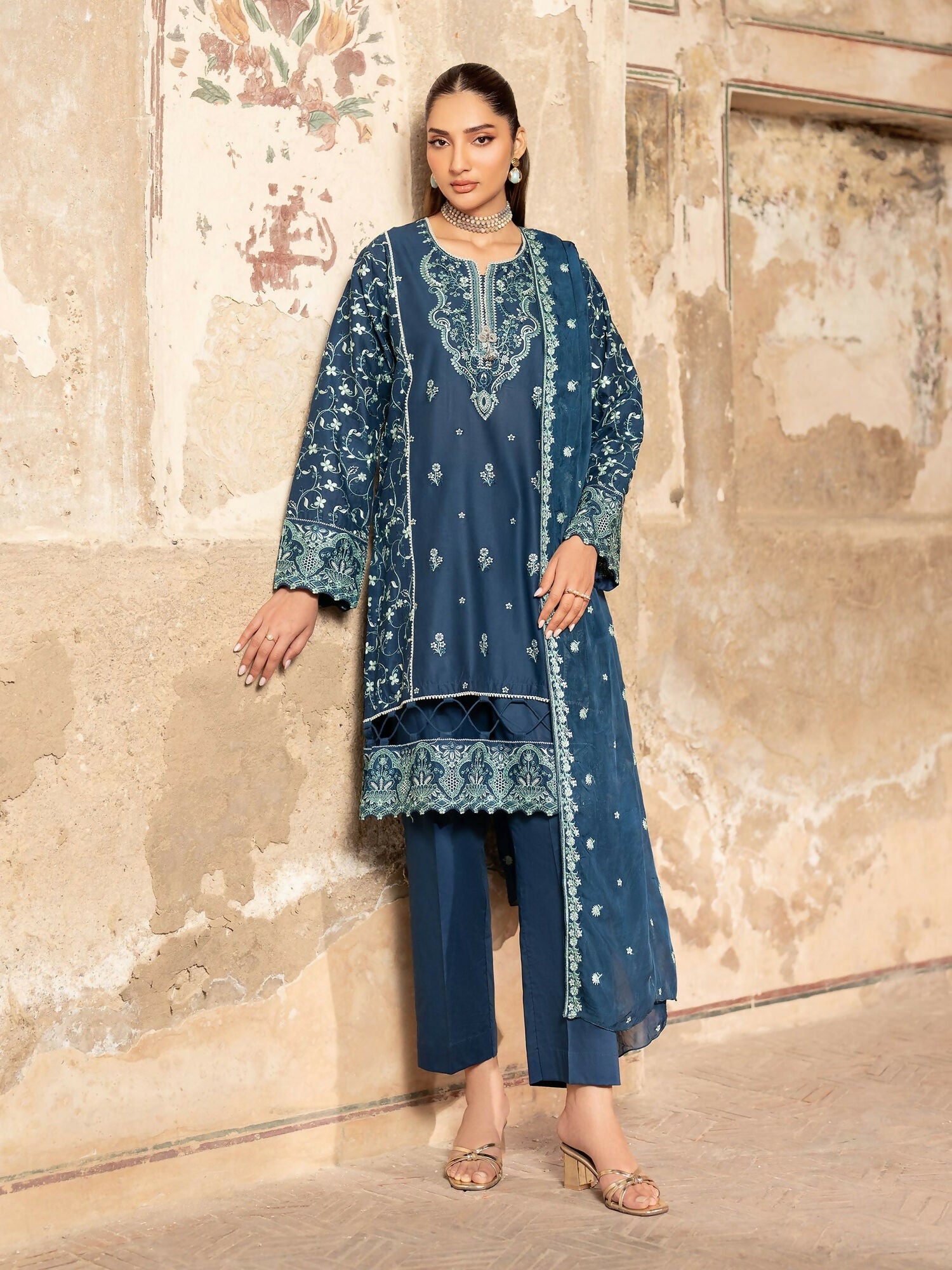 Panache Apparel Rang-e-Bahar Lawn Embroidered Stitched Suit-Gulzar