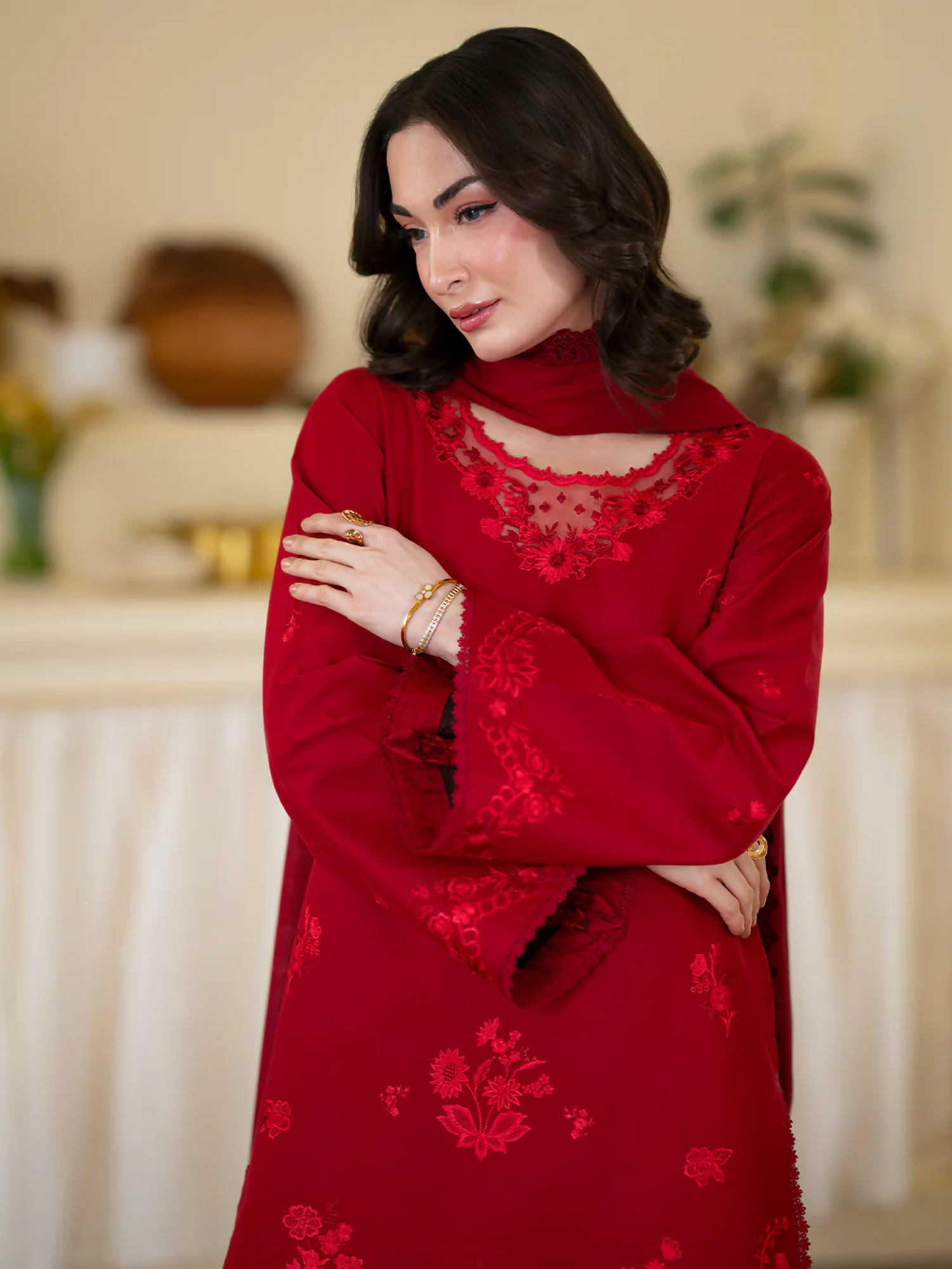 Mahnur Ember Lawn Embroidered Stitched 3-Piece Suit-EM-012