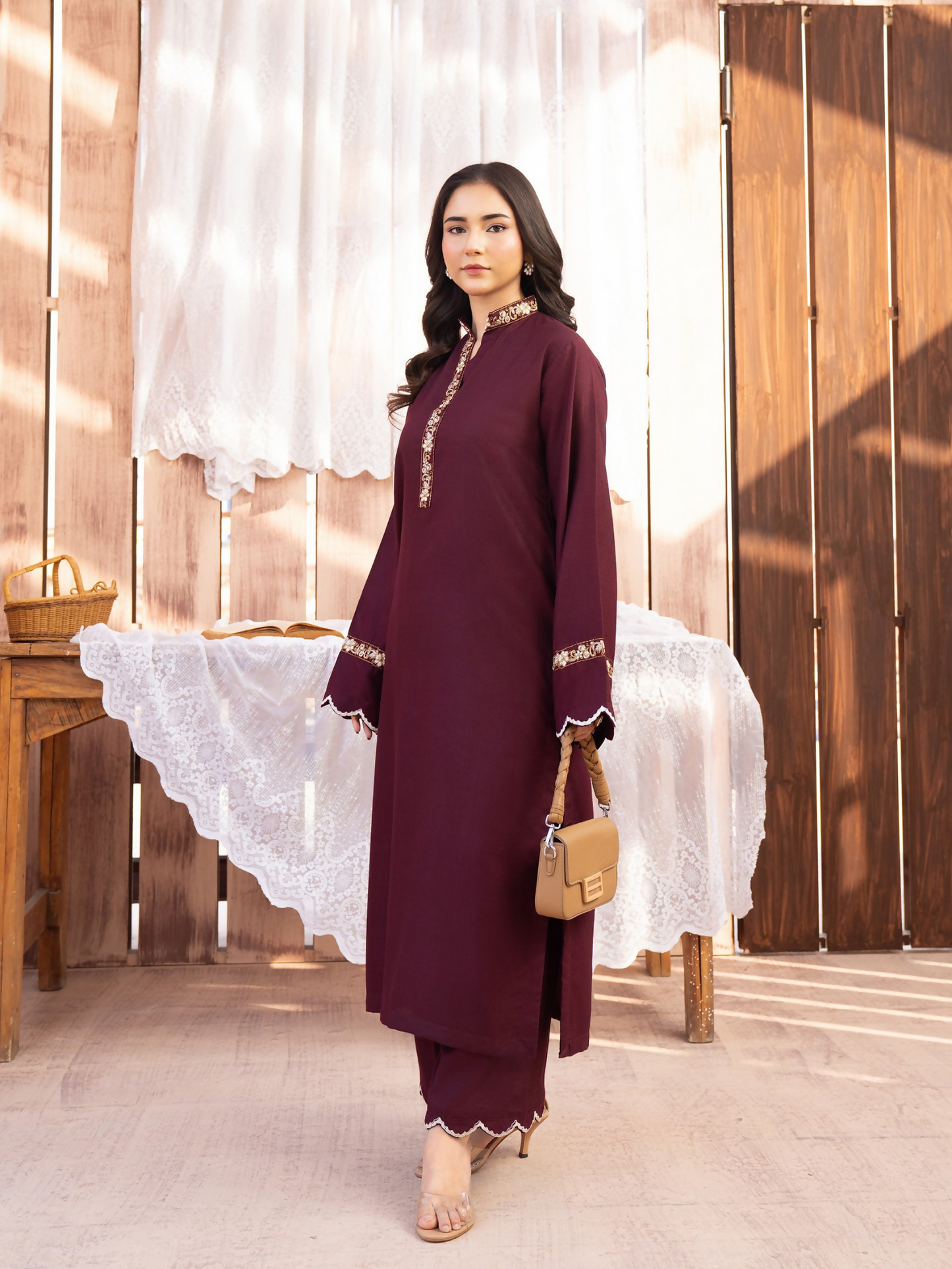 Panache Apparel Winter Core Khaddar Embroidered Stitched Suit-Flake