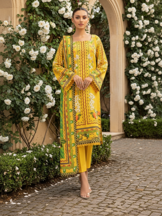 Motifz Linen Printed Unstitched 3-Piece Suit-07