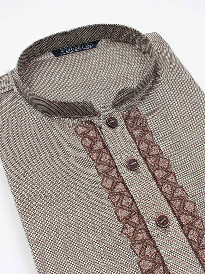 Velvour Boys Cotton Embroidered Stitched Kurta-VB195-B