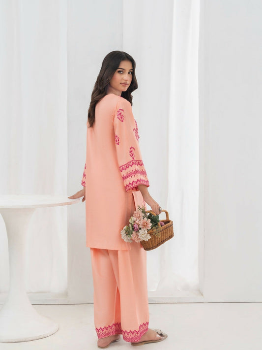 Stylish Collection Allure Cotton Embroidered Stitched 2-Piece Suit-Jugnu Peach