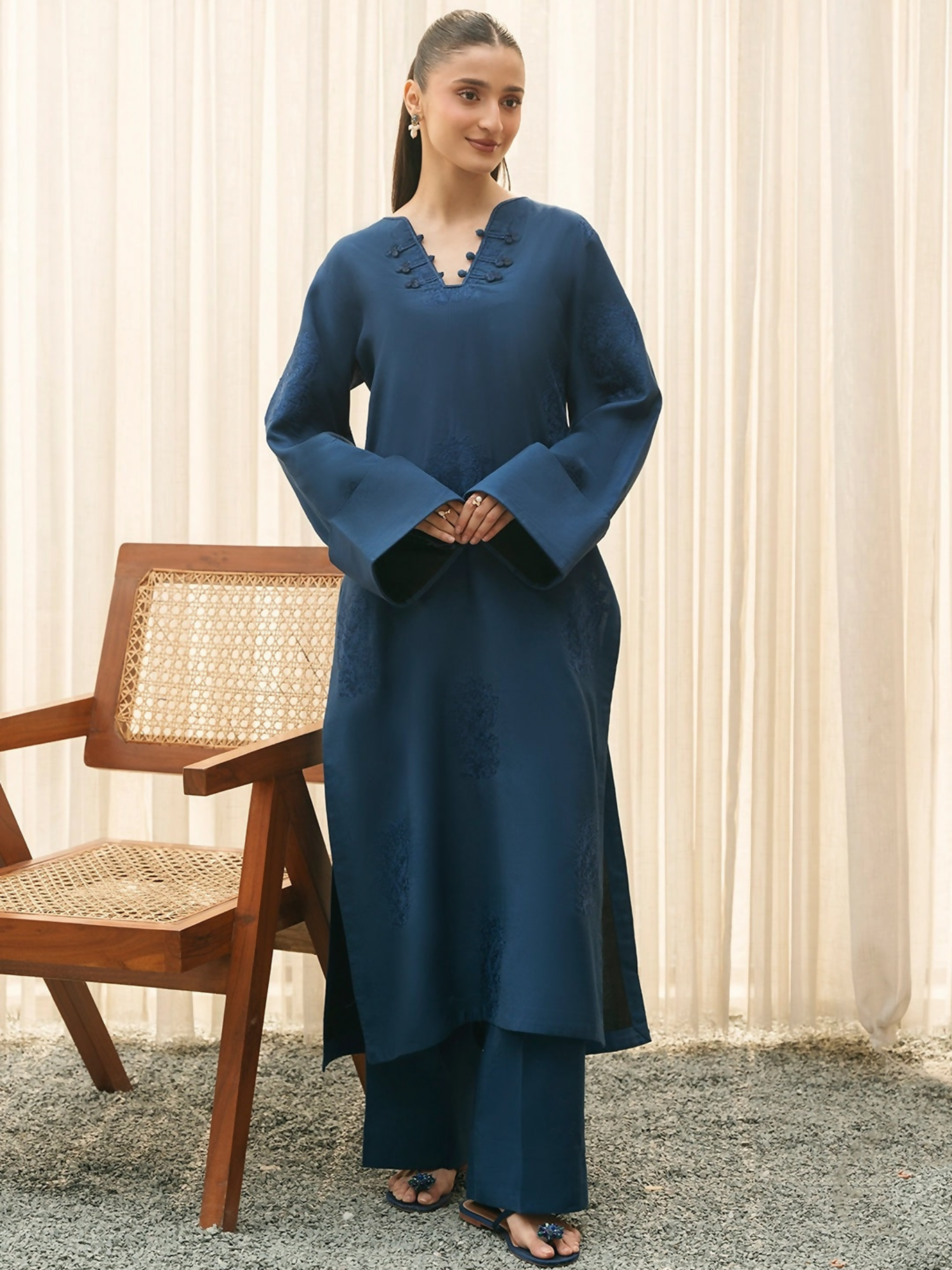 Mannat Clothing Suave Edit Raw Silk Embroidered Co-Ord Set-Nocturne