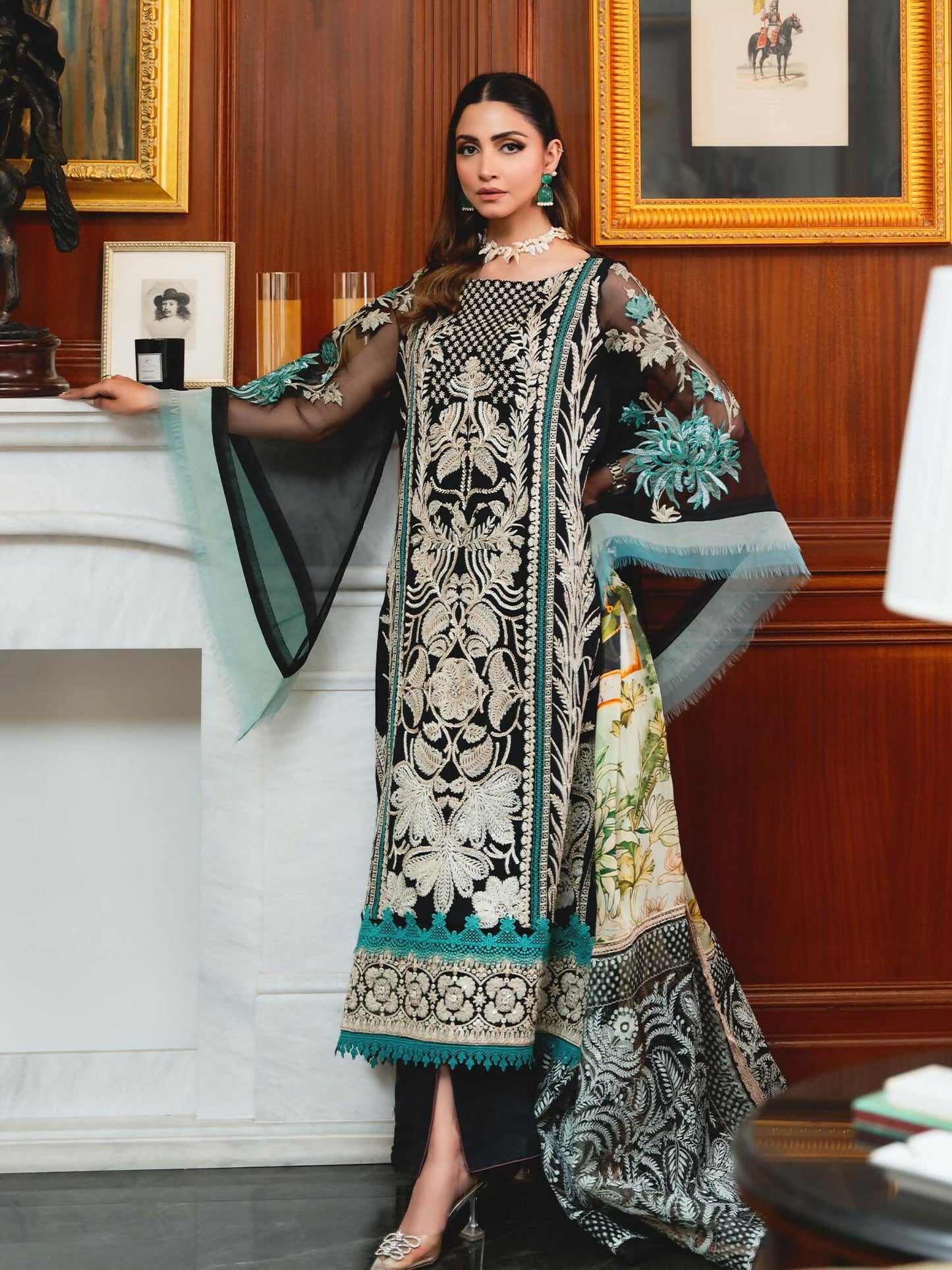 Shiza Hassan Aira Luxury Pret Cotton Net Embroidered Stitched 4-Piece Suit-Amorist