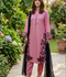 Duas Boutique Linen Embroidered Stitched 3-Piece Suit-Kashmiri Chai