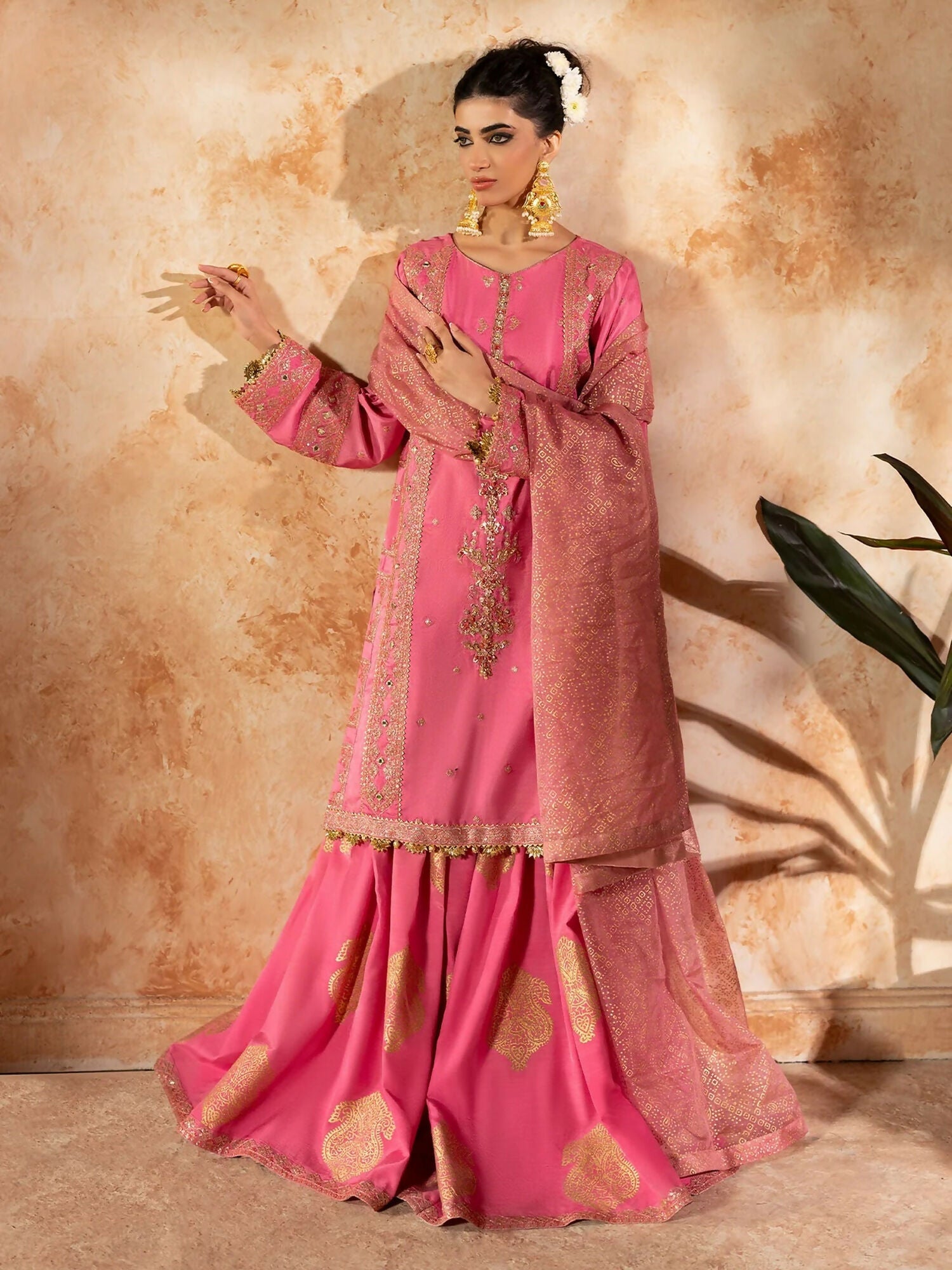 Shurooq Kanpur 1912 Silk Embellished Stitched 3-Piece Suit-Shahkaar