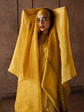 Hussain Rehar Luxury Pret Eid'24 Raw Silk Embellished Stitched 3-Piece Suit-Maize