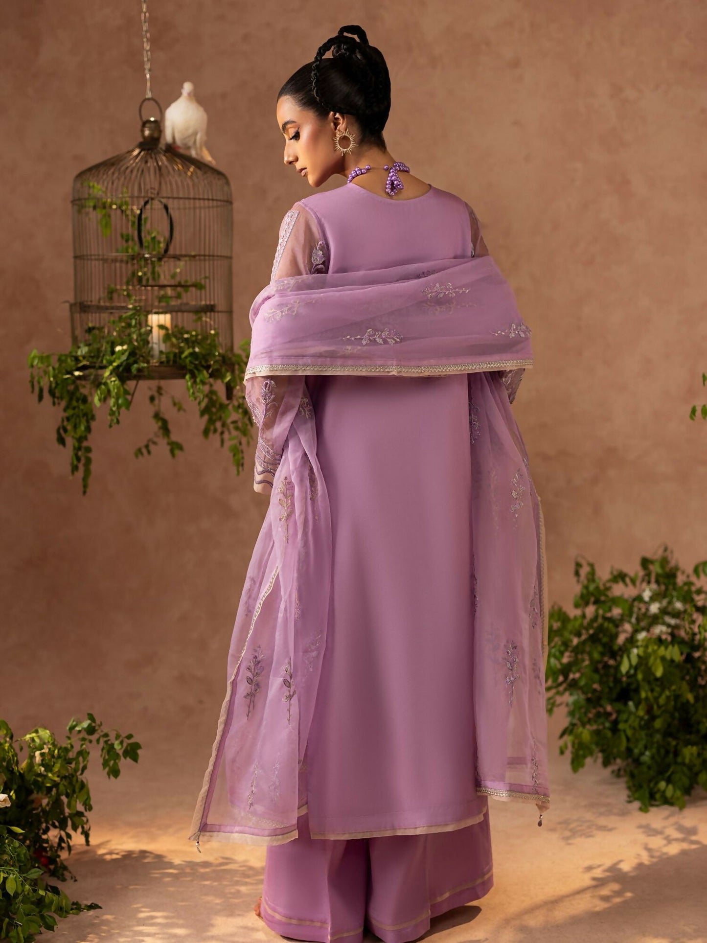 Shurooq Geet Organza Embroidered Stitched 3-Piece Suit-Ragni