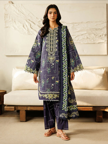 Mahnur Leila Lawn'26 Embroidered Unstitched 3-Piece Suit-L-09