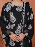 Stylish Collection Majeste Crinkle Chiffon Embroidered Stitched 3-Piece Suit-Zirwah Black