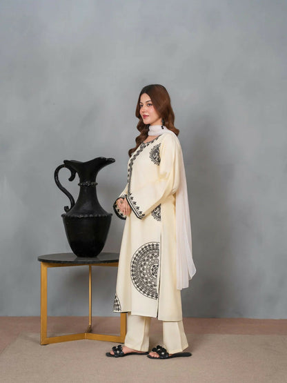 Stylish Collection Musk Linen Embroidered Stitched 3-Piece Suit-Zahoor