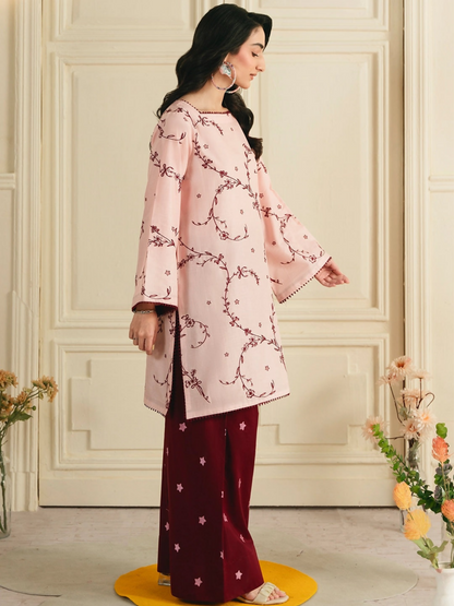 Mannat Clothing Boho Summer'26 Cotton Embroidered Stitched Suit-Soft Vine