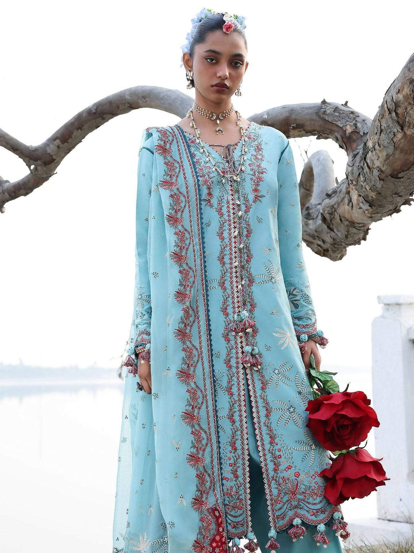 Hussain Rehar Luxury Lawn'26 Eid Edit Embroidered Unstitched 3-Piece Suit-Sepher
