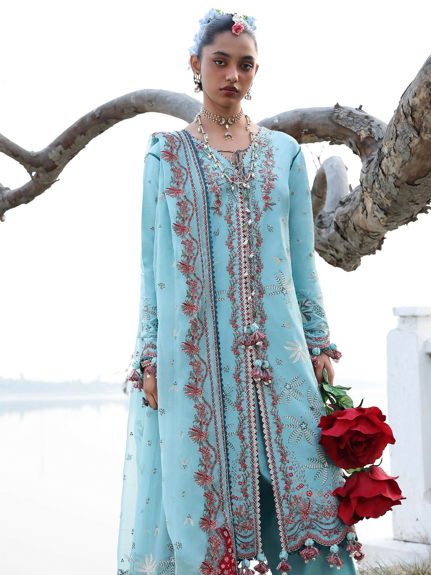 Hussain Rehar Luxury Lawn'26 Eid Edit Embroidered Unstitched 3-Piece Suit-Sepher