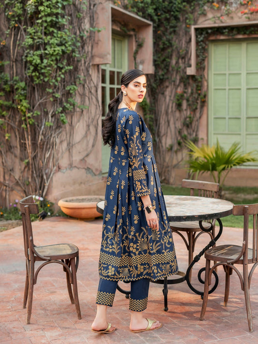 Panache Apparel Floral Fusion Cotton Lawn Printed Stitched Suit-Ice