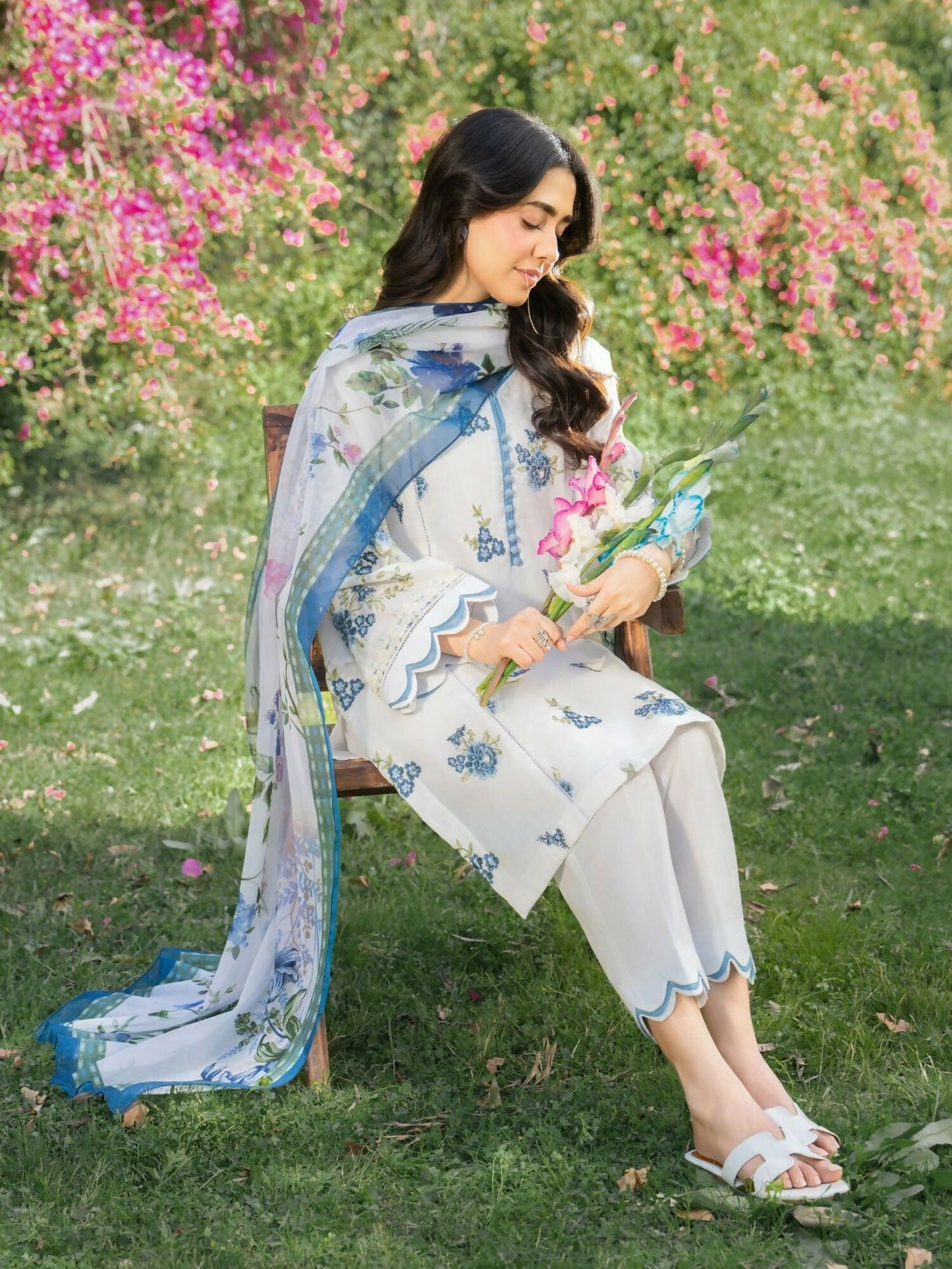 Panache Apparel Serenity Cotton Lawn Embroidered Stitched 3-Piece Suit-Coastal