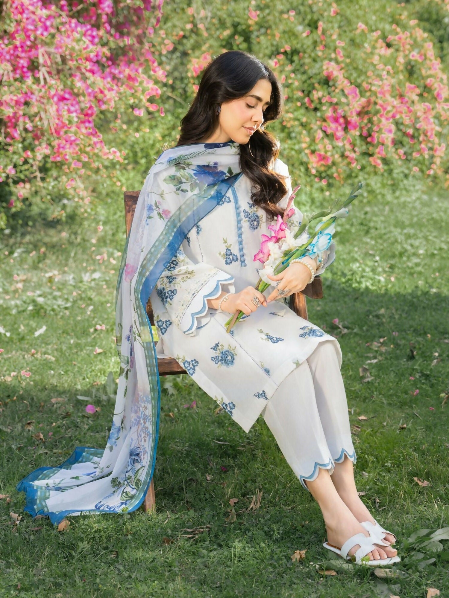 Panache Apparel Serenity Cotton Lawn Embroidered Stitched 3-Piece Suit-Coastal
