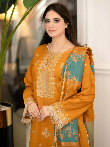 Zeephire Dhanak Embroidered Stitched 3-Piece Suit-Ifra