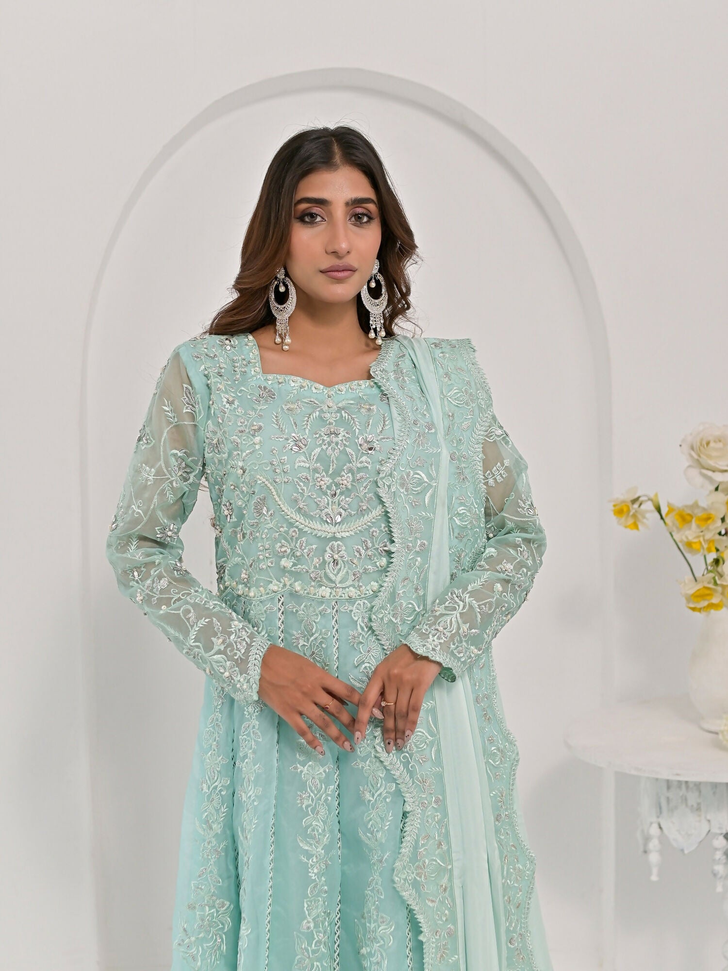 Farooq Hameed Studio Pariza Lux Festive'25 Organza Embroidered Stitched 3-Piece Suit-Aahana