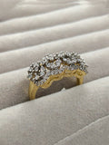 H&A Jewellery 18K Gold Polished Zircon Floral Cluster Band Ring